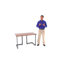 Computer Desk with Open Base Design and Stabilizing Brace