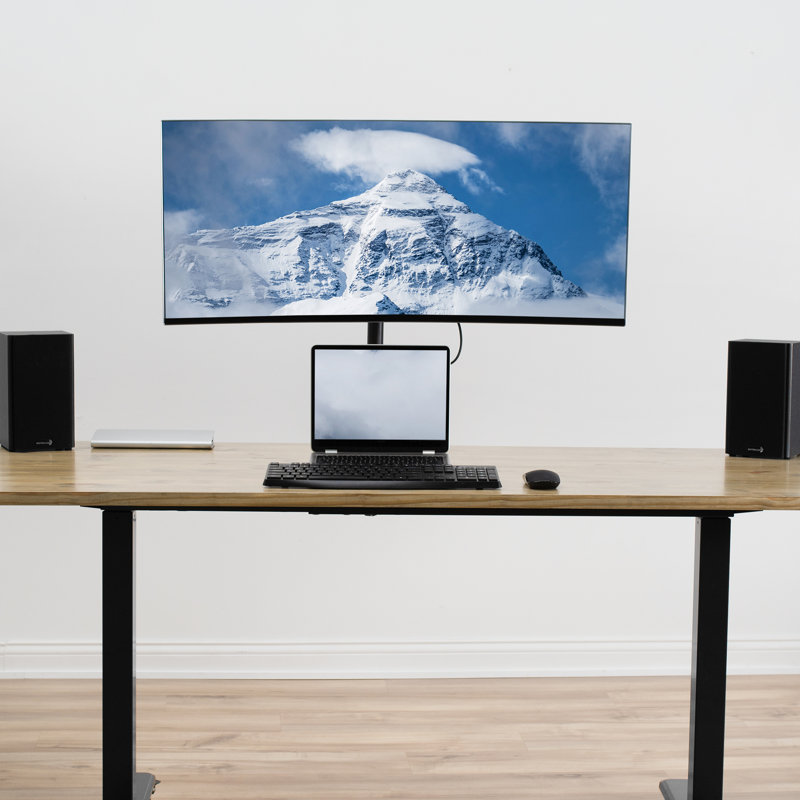 Black Adjustable Single Monitor Desk Mount with Extendable Arm