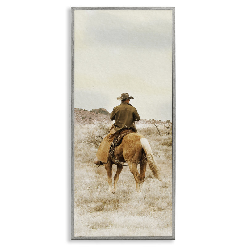 «Wild Wrangling Cowboy», estampe numérique, conception de Marcus Prime, Giclée de ferme grise encadrée, H 24 po x l 10 po
