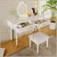 40" Modern Vanity Table Set With Mirror Touch Screen Lighted Mirror, Dressing Table And Cushioned Stool Set With 2 Large Drawers