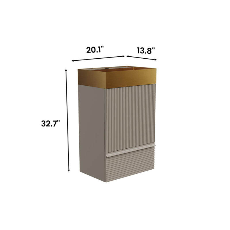 Meuble-lavabo de 20 po avec lavabo en acier inoxydable, Gris