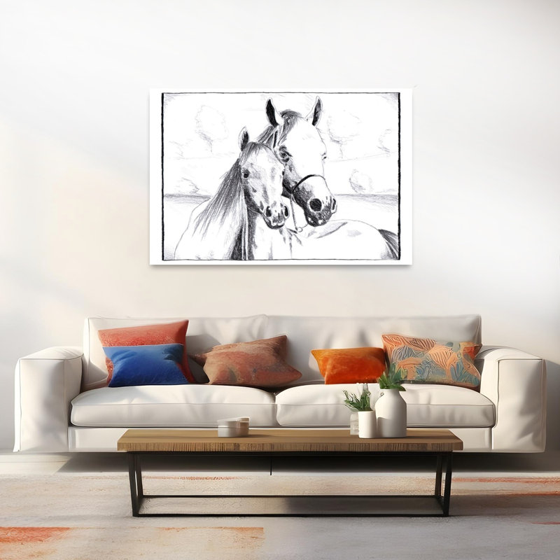 Gentle Horse Bond, impression d'art mural cheval contemporain, H 40 po x l 60 po