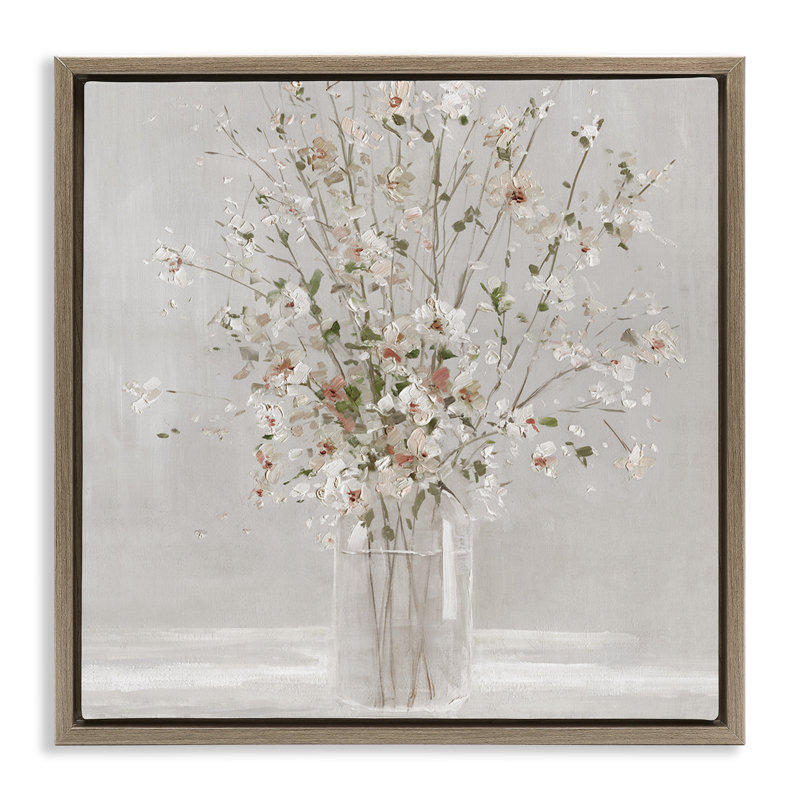 Arrangement de fleurs neutre, Cadre flottant orme Montalcino, H 25 po x l 25 po