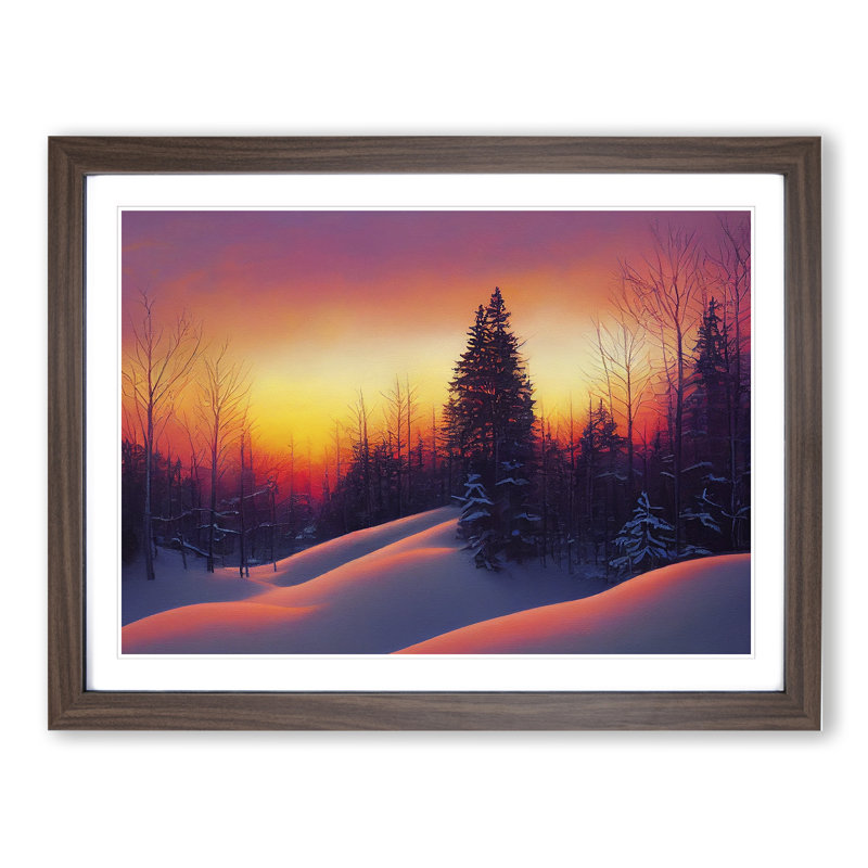 Winter Forest Sunset Vol.3 - Framed Print, 34cm H x 46cm W x 2cm D, Walnut Framed