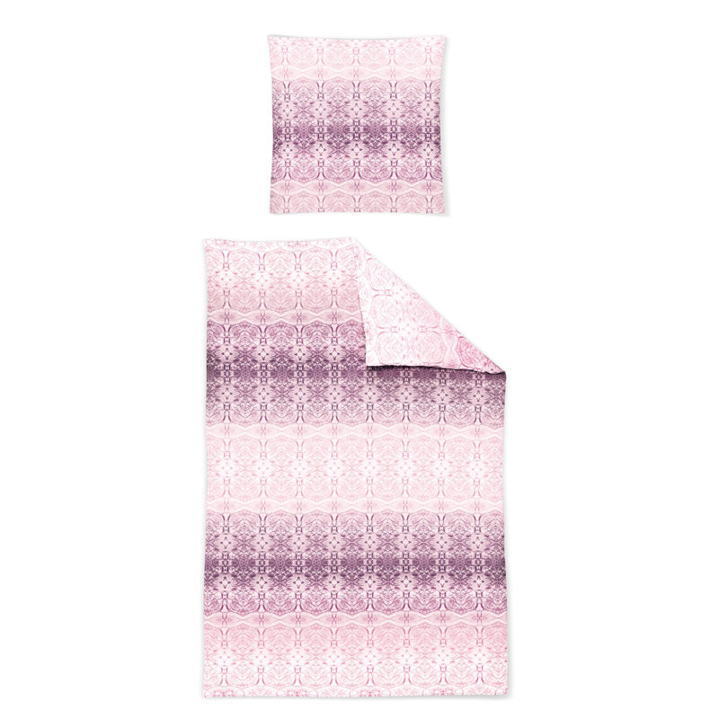 Organic Satin Duvet Cover Set, 140 x 200 cm - 2 Pillowcases (70 x 90 cm), Pale purple