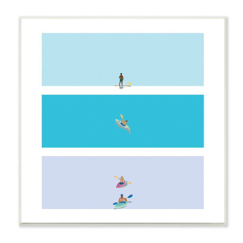 Sports d'été modernes avec planche à pagaie et kayaks modernes - impression, Toile tendue, H 36 po x l 36 po x l 1,5 po