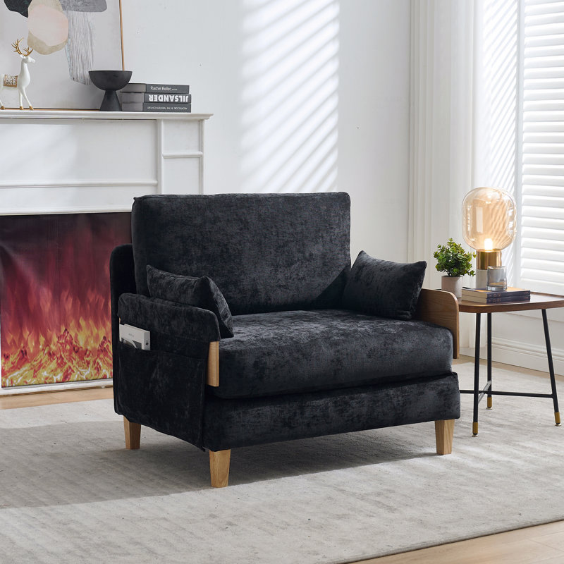 Canapé-lit pliable inclinable, canapé-lit convertible 3-en-1, décor moderne Mid-Century, Noir