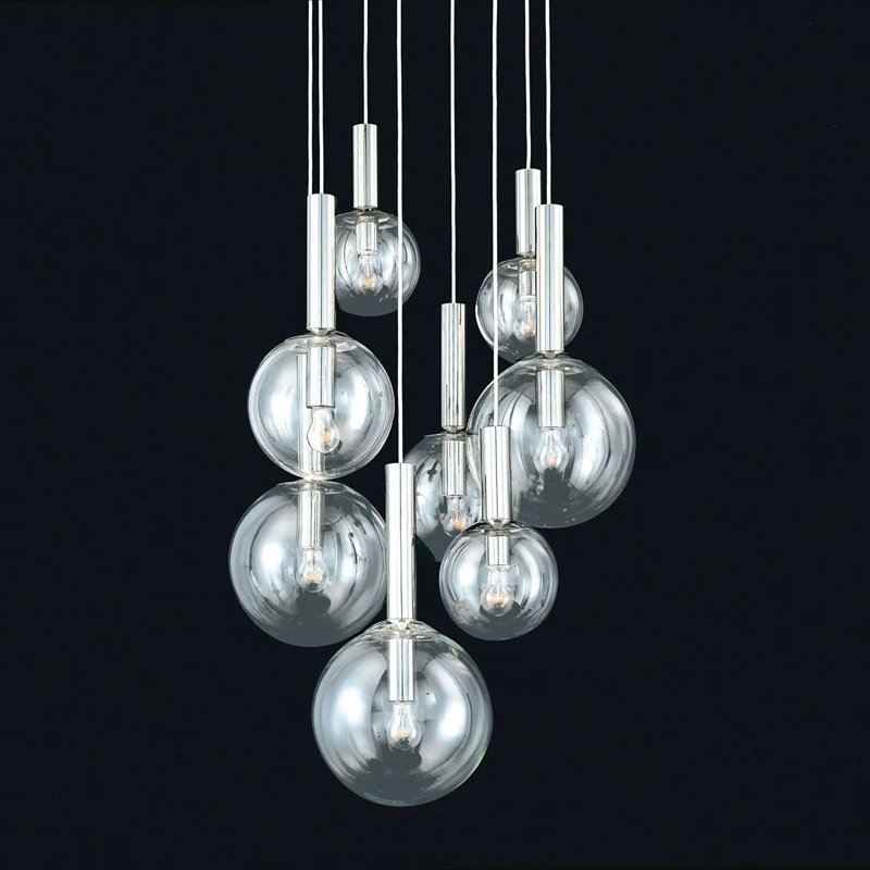 Mansbury 8 - Light Cluster Pendant, Polished Nickel, 22" H x 23" W x 23" D