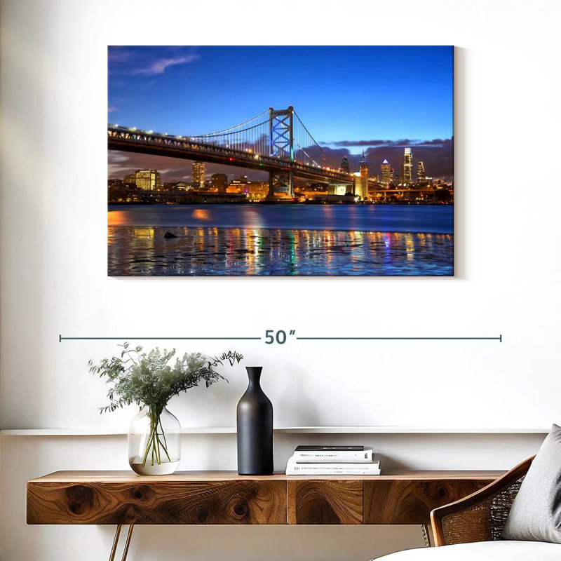 Pont Sirci Ben Franklin la nuit, H 26 po x l 39 po
