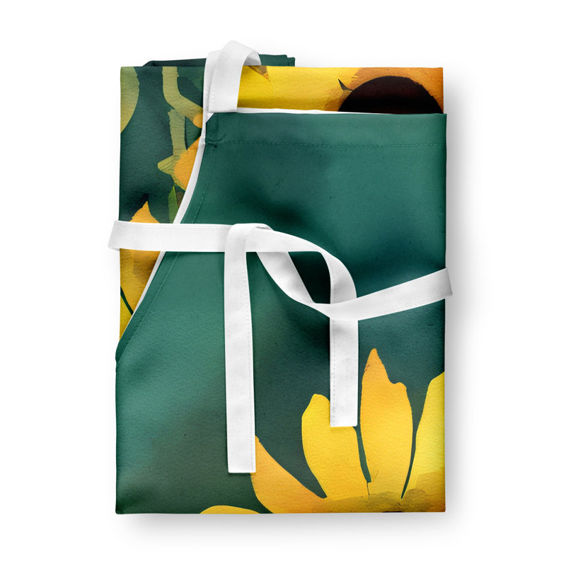 Tennessee Iris in Watercolor Apron, Yellow/Black Kentucky Goldenrod