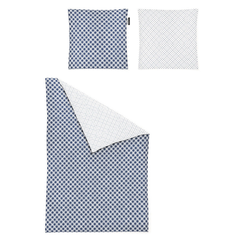 Bea Cotton 81 TC Reversible Duvet Cover Set, 155 x 220cm - 1 Pillowcase (80 x 80 cm), Blue