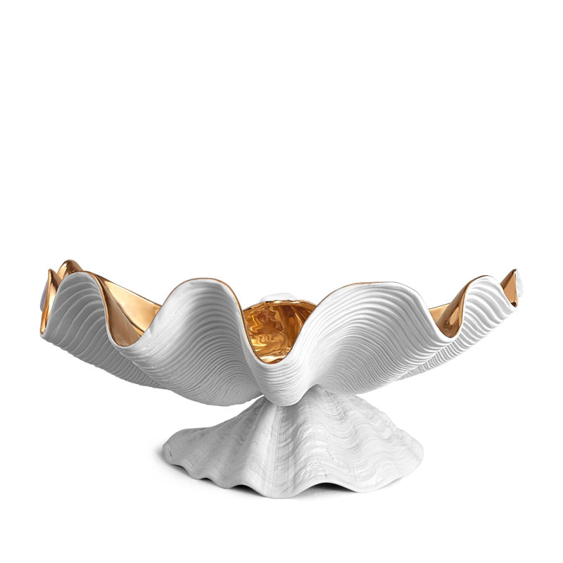 Neptue Bowl Centerpiece, White/Gold