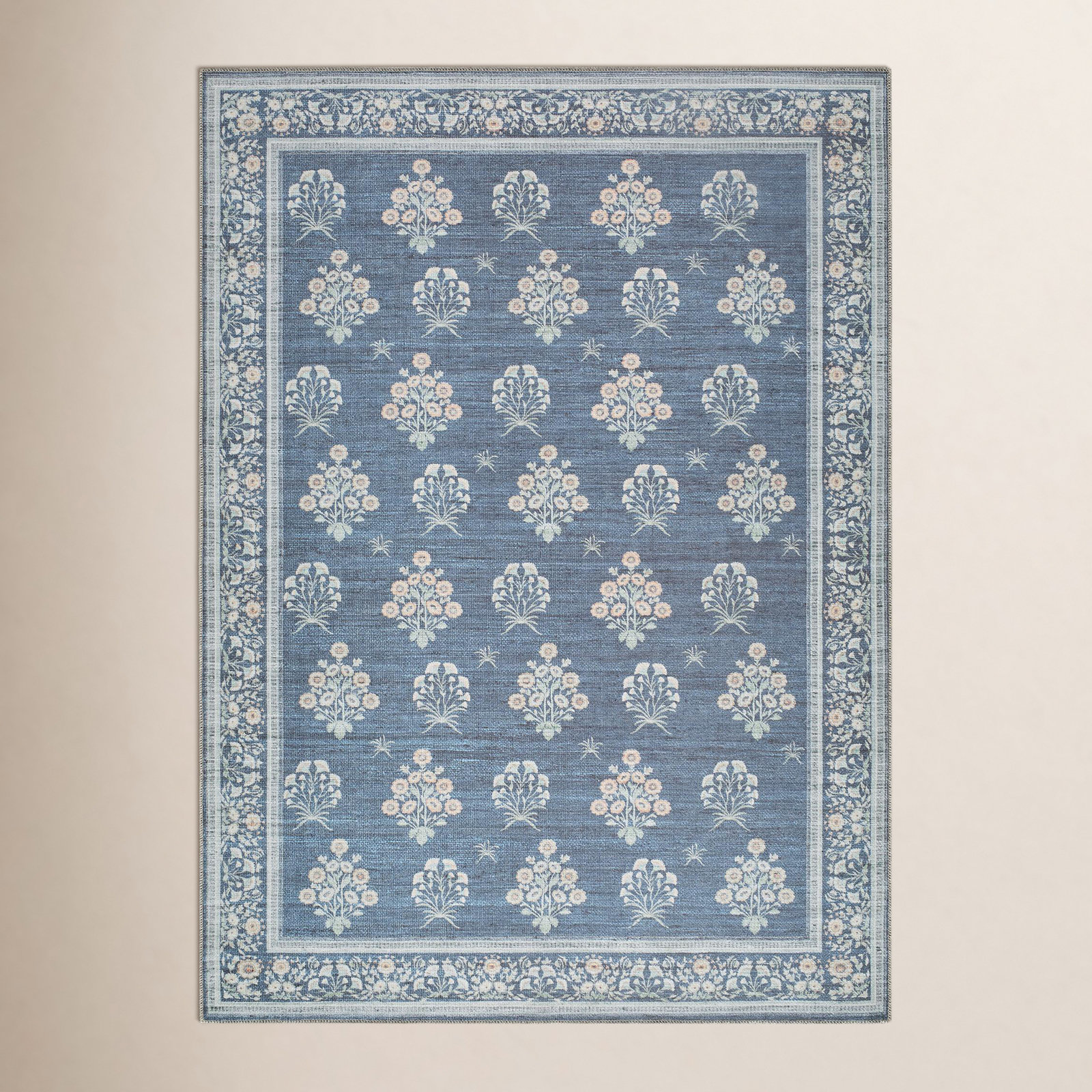 Machine Washable Floral Accent Rug, Rectangle 7'10" x 10'2"