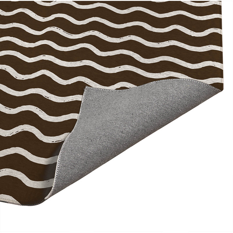 Tapis de cuisine Wiggle Row, Rectangulaire 2 pi x 3 pi, Brun moka