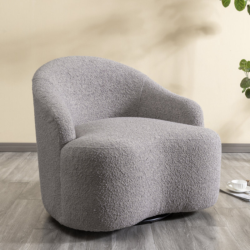 Fauteuil demi-tonneau pivotant 34 po, Mélange de polyester gris foncé