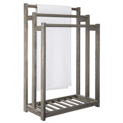 Freestanding Wood Towel Blanket Quilt Rack Stand