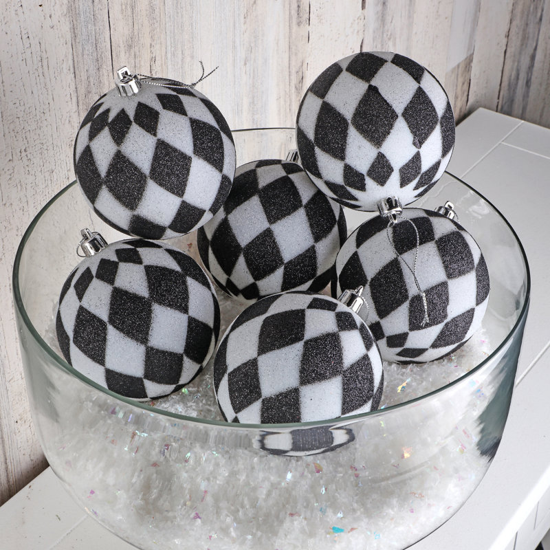Ornement boule scintillante Harlequinn, Noir / Blanc
