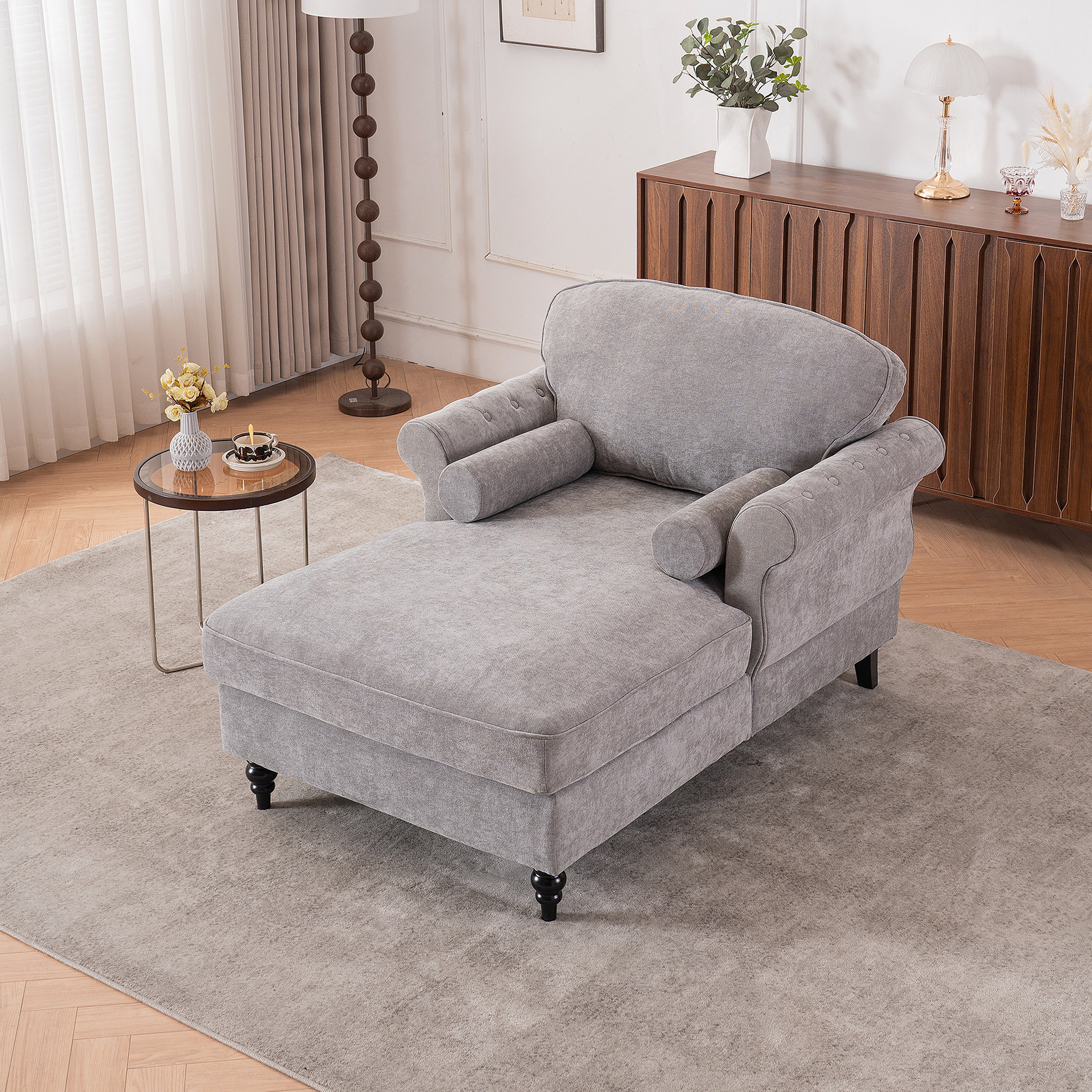 Latitude Run® Oversized Chenille Chaise Lounge with Wide Seat