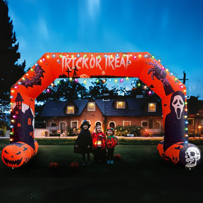 Décoration de voûte gonflable géante d'Halloween 20 pi avec ventilateur puissant, arche gonflable extérieure pour la présentation des fêtes et des événements (sans lumière)