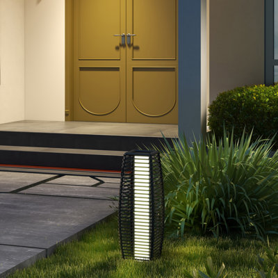 Auto On/Off LED Lights Floor Lamp, Decorative Lantern Pathway Light, Gray