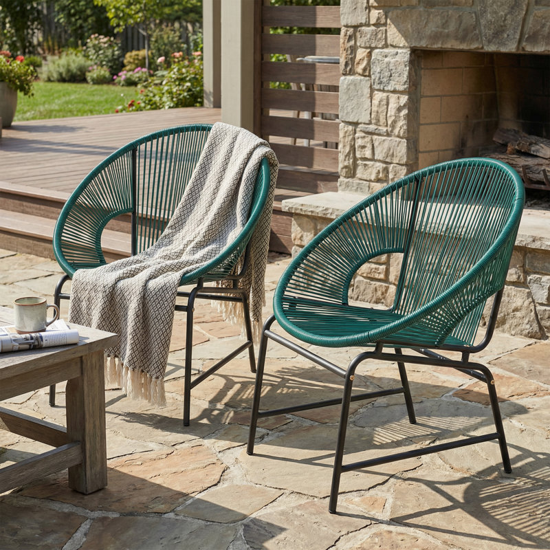 Chaises longues d'extérieur en osier tressé Acapulco Wicker, Sarcelle