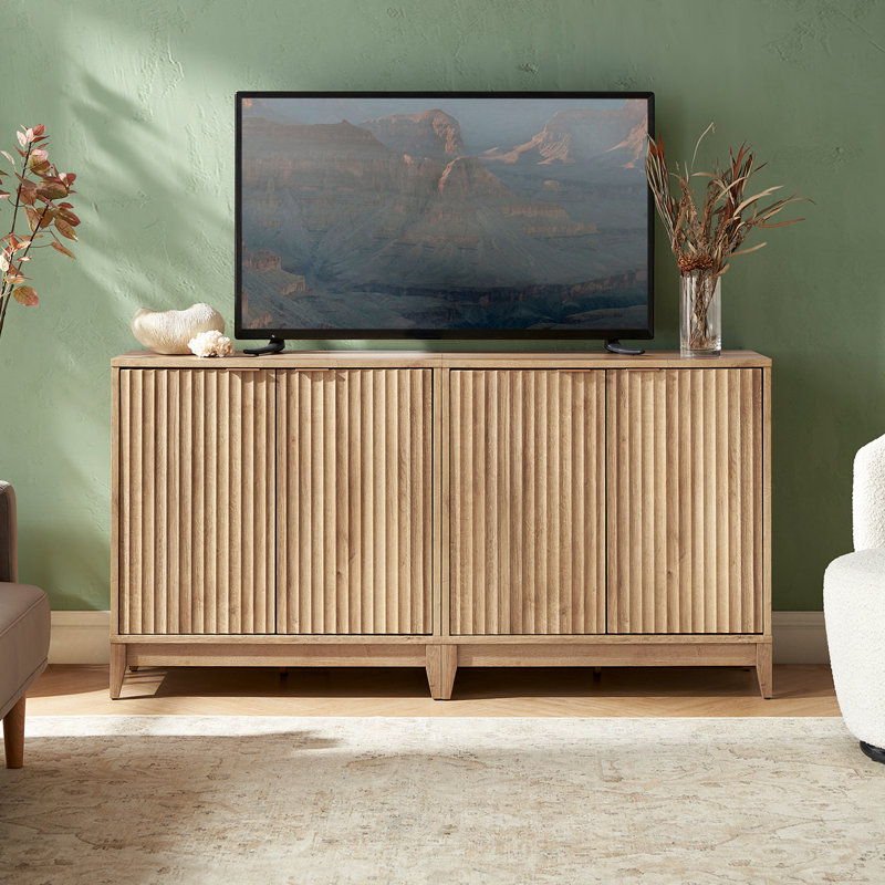 31.5" W 2-Door Accent Cabinet with Fluted Details, Oak