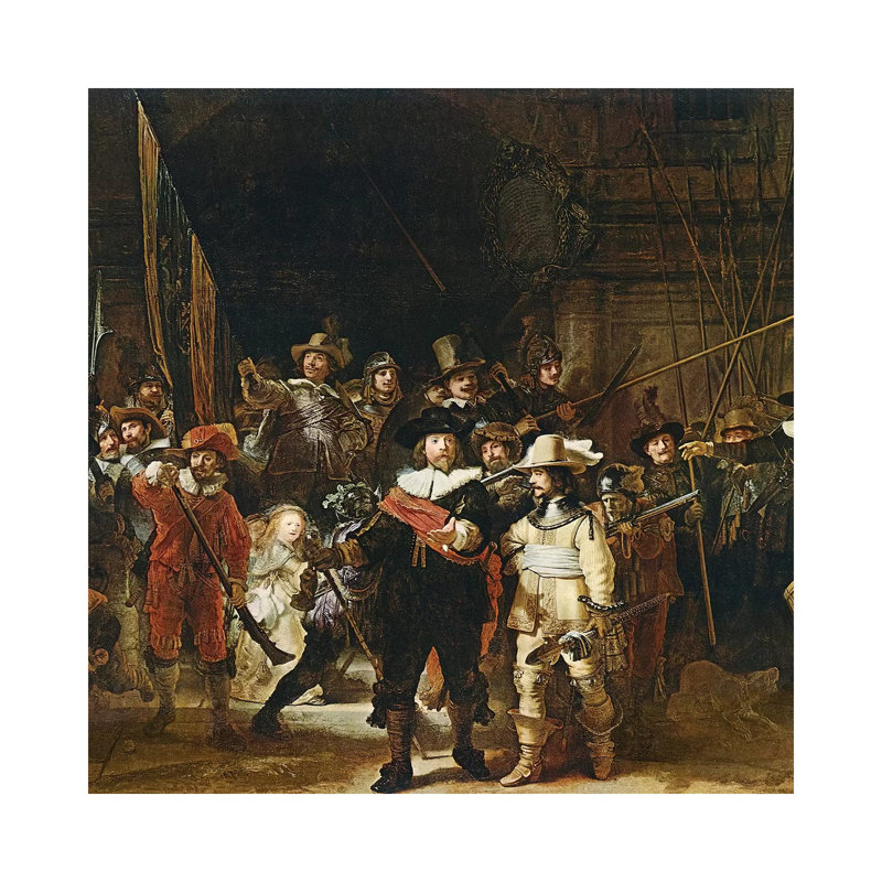 The Nightwatch, 1642 by Rembrandt Van Rijn - Painting on Canvas, Wrapped Canvas, 45.72cm H x 45.72cm W x 3.81cm D
