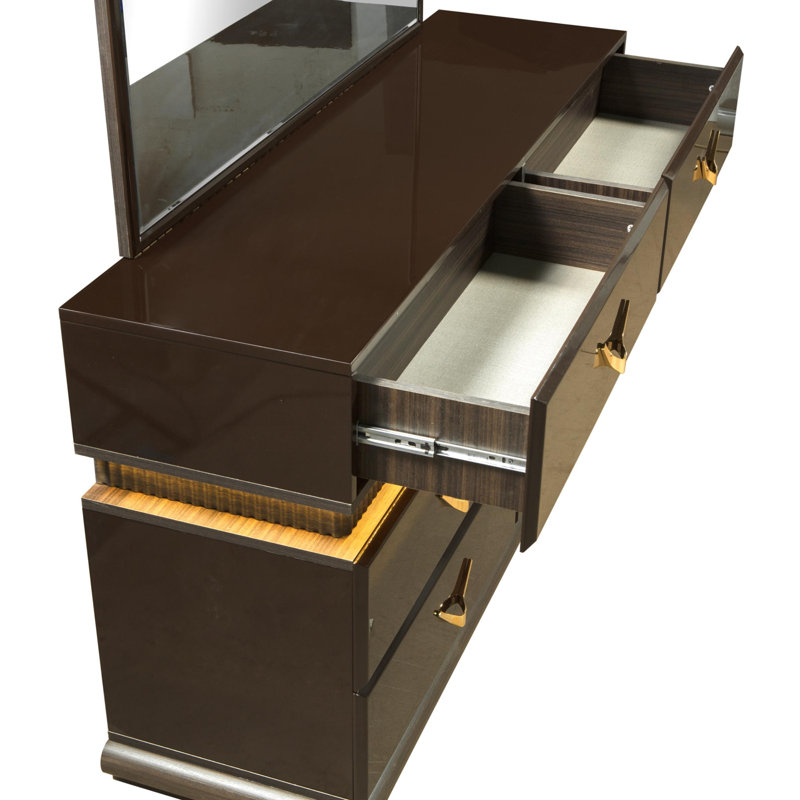 Commode à 6 tiroirs de style moderne en bois brun