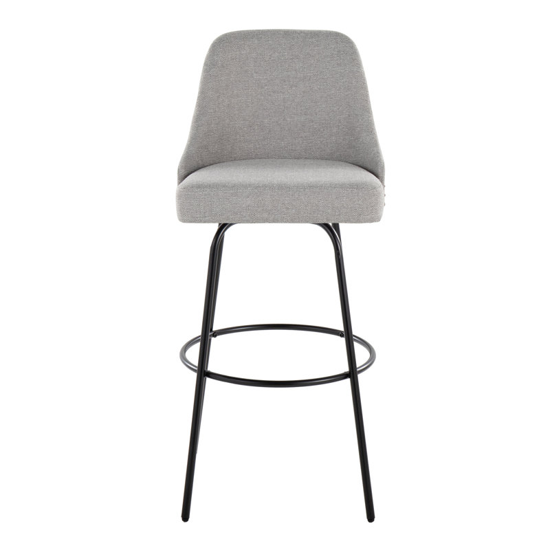 Tabouret de bar contemporain à hauteur fixe avec pivot, Gris