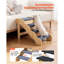 Escalier pour animaux de compagnie en bois à 4 marches, 74 cm L x 43 cm l x 50 cm H, en bois massif, rampe monobloc pour chien, surface antidérapante en polyester naturel, capacité de 68 kg pour lits hauts