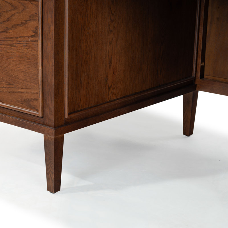 Ariella 5 Drawer Wood Desk, Walnut