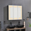 Armoire à pharmacie à DEL avec miroir, douilles, à intensité variable et antibuée pour salle de bain