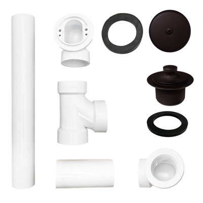 Ensemble de drain de baignoire en PVC 1-1 / 2 "x 12" avec trop-plein à deux trous avec trop-plein