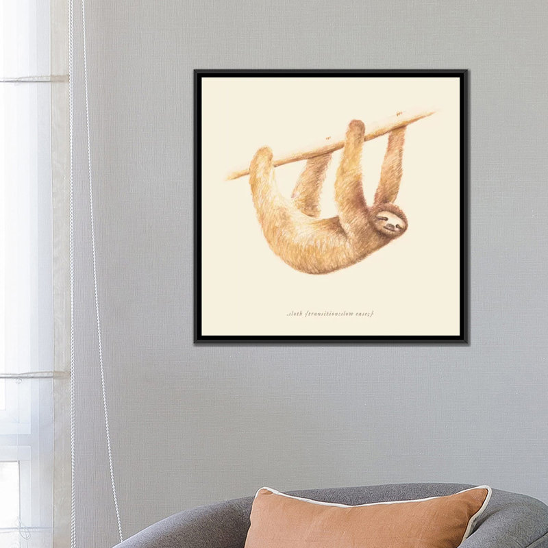 «Sloth», impression sur toile, H 26 po x l 26 po x P 1,5 po, Toile avec cadre noir, Pas de tapis