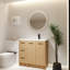 Meuble-lavabo sur pied 36 po, lavabo en résine, deux portes et trois tiroirs-129222456