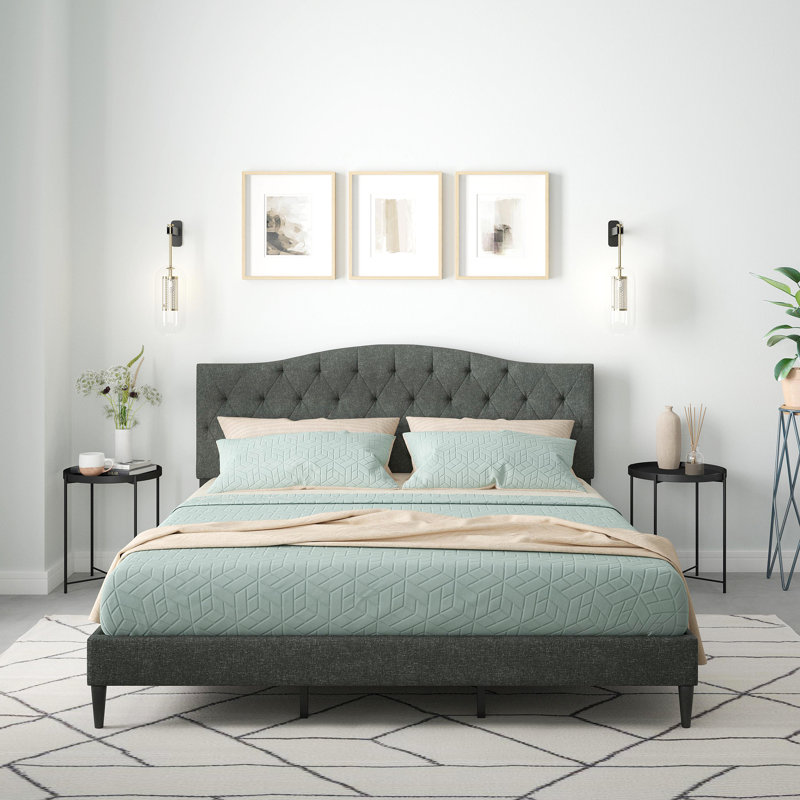 Saltford Upholstered Platform Bed, King, Gray
