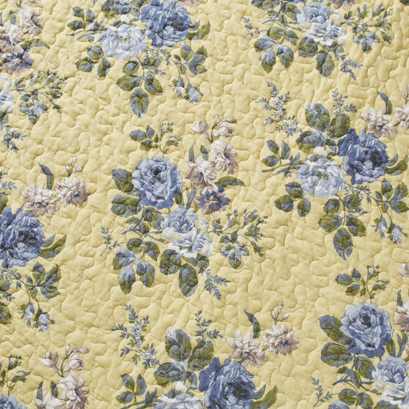 Linley Twin Blue and Yellow Cotton Reversible Quilt Set
