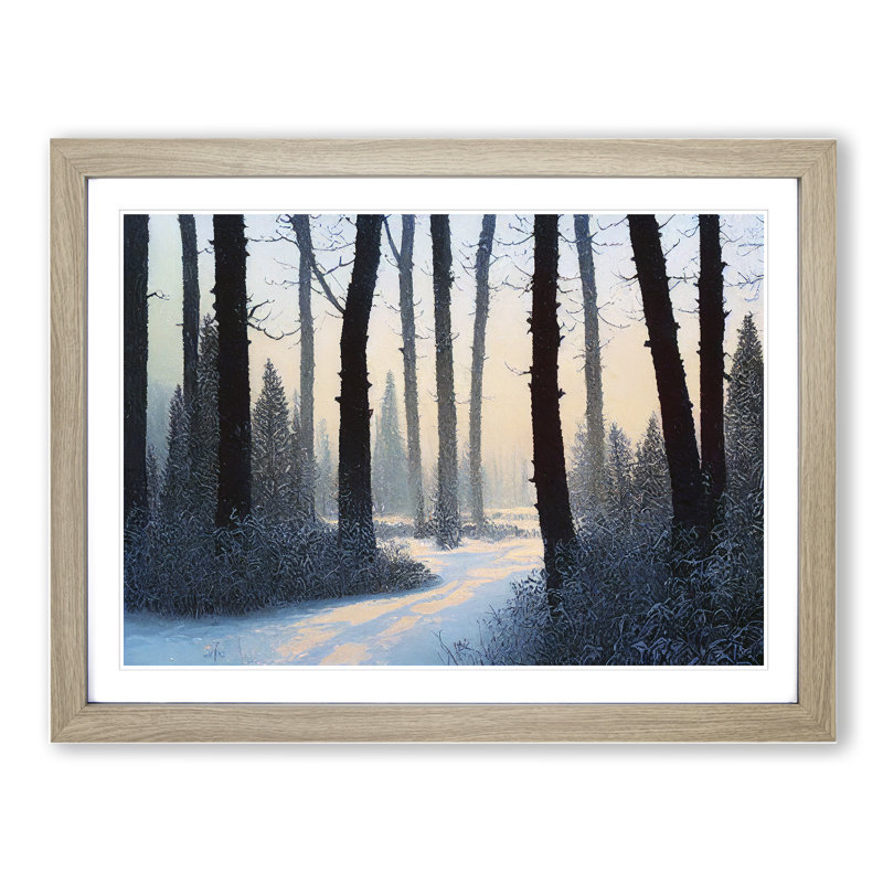 Compelling Winter Forest - Framed Print, 34cm H x 46cm W x 2cm D, Oak