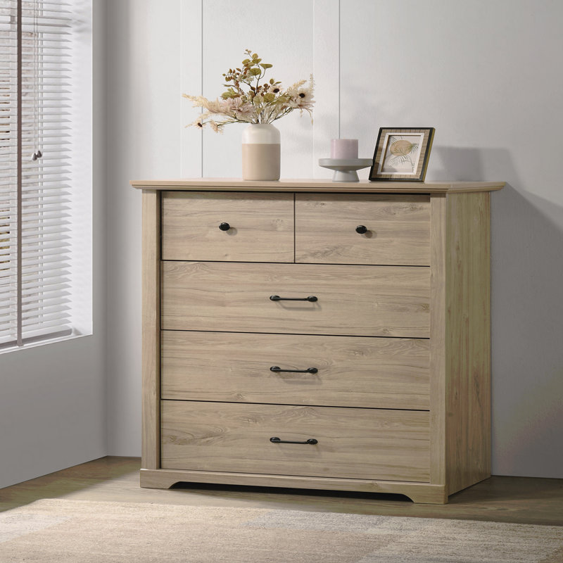 4-Drawer Chest, 32"W  With Black Handles, Brown