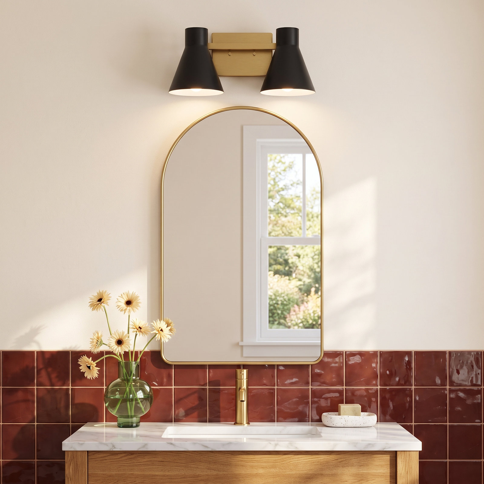 Byers 2-Light Dimmable Vanity Light, Gold, No