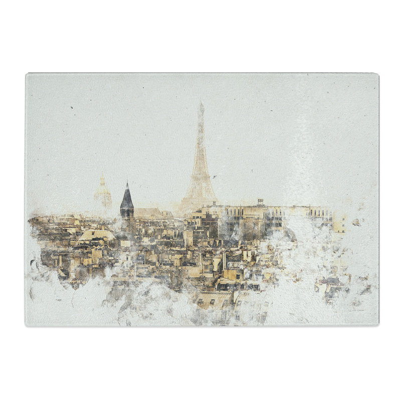 Tempered Glass Misty Eiffel Tower in Paris France Chopping Board, 20 cm x 28.5 cm