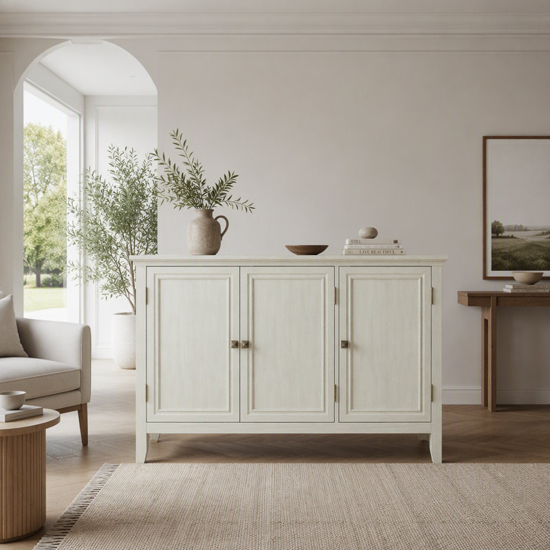 Buffet bohème à 3 portes de 120 cm de large avec étagères ajustables