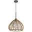 Ceiling Pendant Light, Braided Burlap Dome Shade, 21 Inch Black Metal