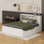 King Size Platform Bed With Multi-Storage Headboard, USB And Drawers, Wood Bed Frame, No Box Spring Needed-1376195801