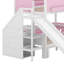 Lit superposé en bois en forme de maison avec glissade et escalier de rangement, cadre simple au-dessus d'un lit simple / double-1609386713