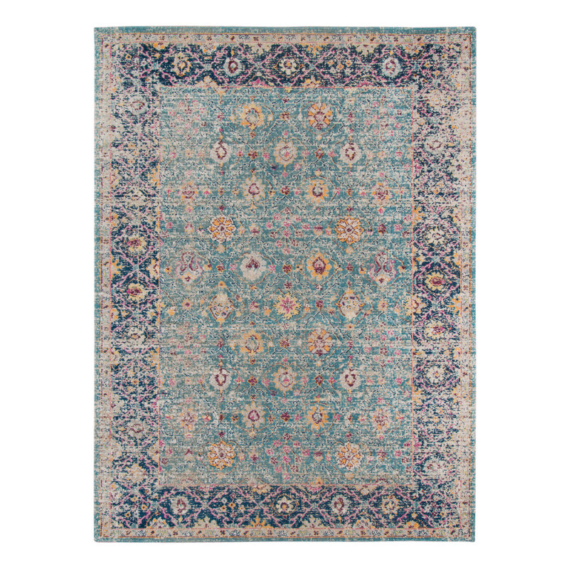 Kinslee Traditional Bordered Low Pile Performance Area Rug, Rectangle 5'7" x 7'6"