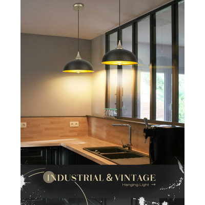 12" 1-Light Dimmable Modern Hammered Metal Shade Single Pendant Light