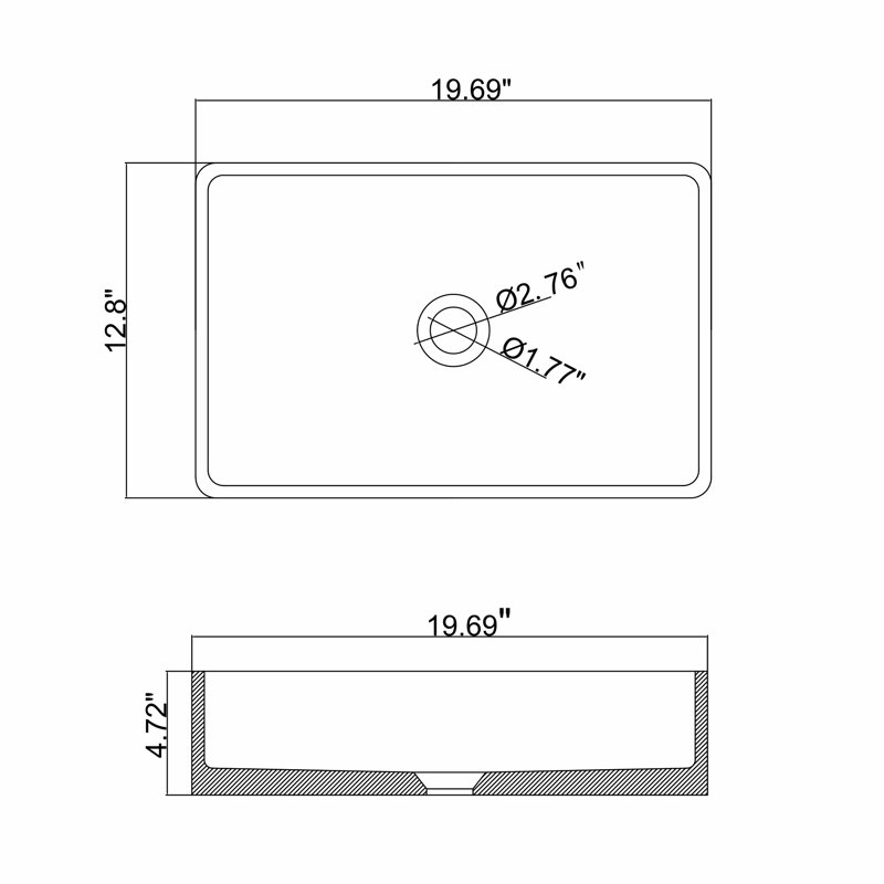 Bassin rectangulaire moderne en béton gris de 20,22 pouces avec des couleurs vibrantes et un bassin facile à nettoyer, esthétique pour la rénovation de la salle de bain