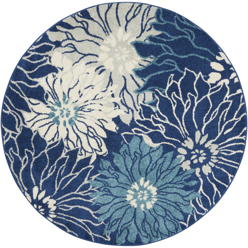 Floral Indoor Rug, Round 4'