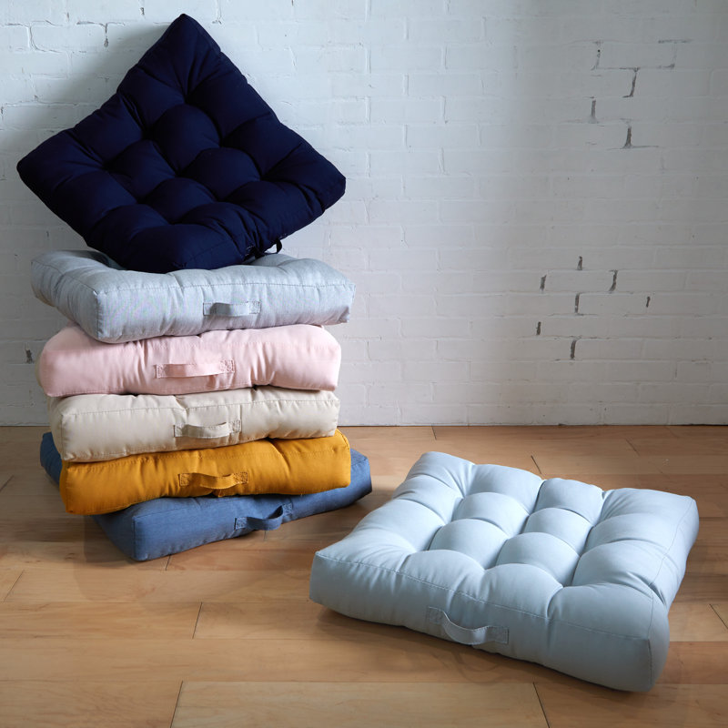 Tufted Square Floor Pillow, Mustard